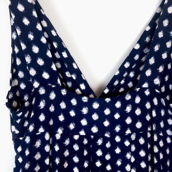 Merona Dress XS Polka- Dot Blue & White Empire Waist Retro Boho - Picture 6 of 12